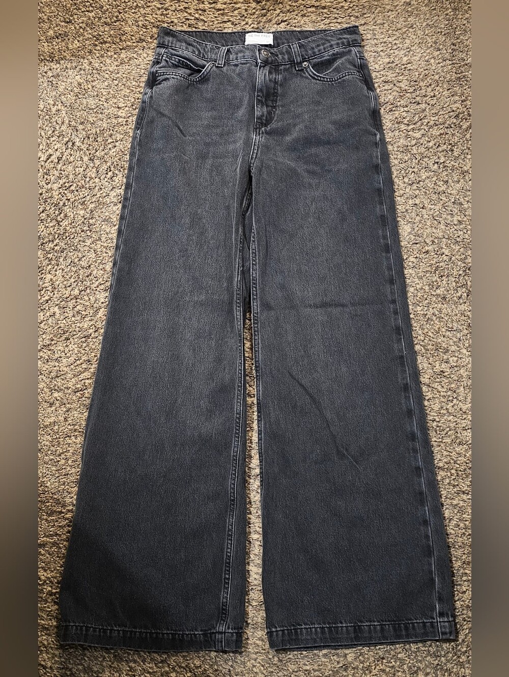 Free People We the Free Wide Leg High Rise Denim Jeans Black Size 25/2